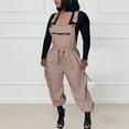 thumbnail image 2 of HBFAGFB Jumpsuit Womens Fashion Wide Strap Overalls Drawstring Jogger Pants with Pockets Brown Size S, 2 of 7