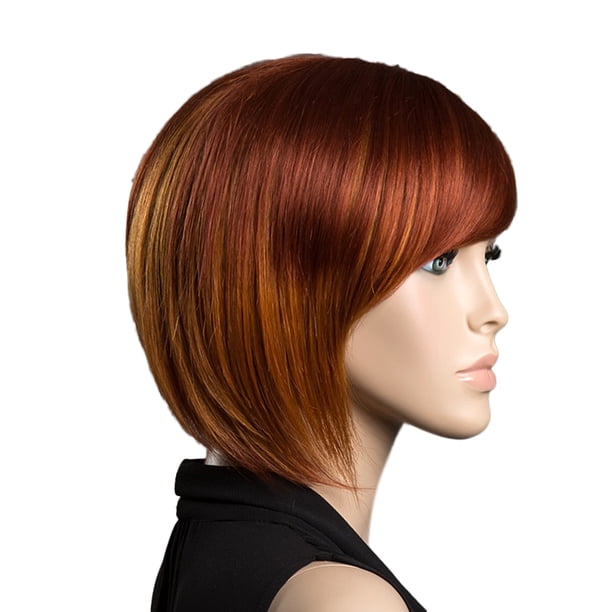 Peluca de flequillo completo para mujer Peluca corta recta BOB Hair Cosplay