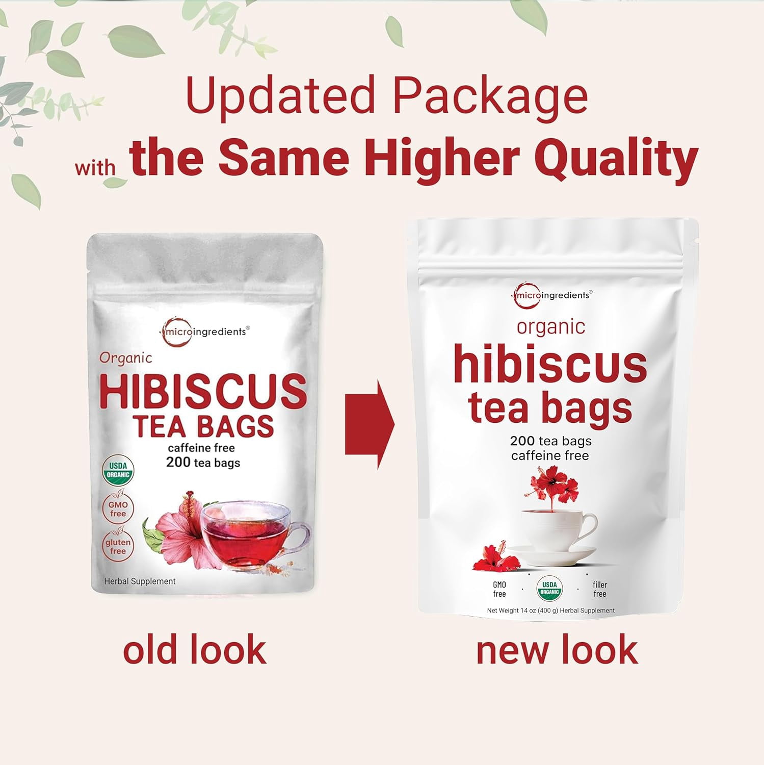 Micro Ingredients Organic Hibiscus Tea Bags, 200 Count | Caffeine Free Herbal Tea, Non-GMO, No Sugar