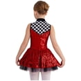 thumbnail image 2 of vastwit Kids Girls Sleeveless Checkerboard Sequins Tutu Dress Figure Ice Skating Performance Dance Party Wear Red 14, 2 of 7