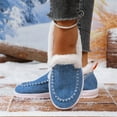 thumbnail image 2 of Snow Boots Slip on Penny Loafers for Women Casual Fleece Lined Warm Winter Warm Walking Flats Ankle Booties Light Blue Size 8.5, 2 of 7