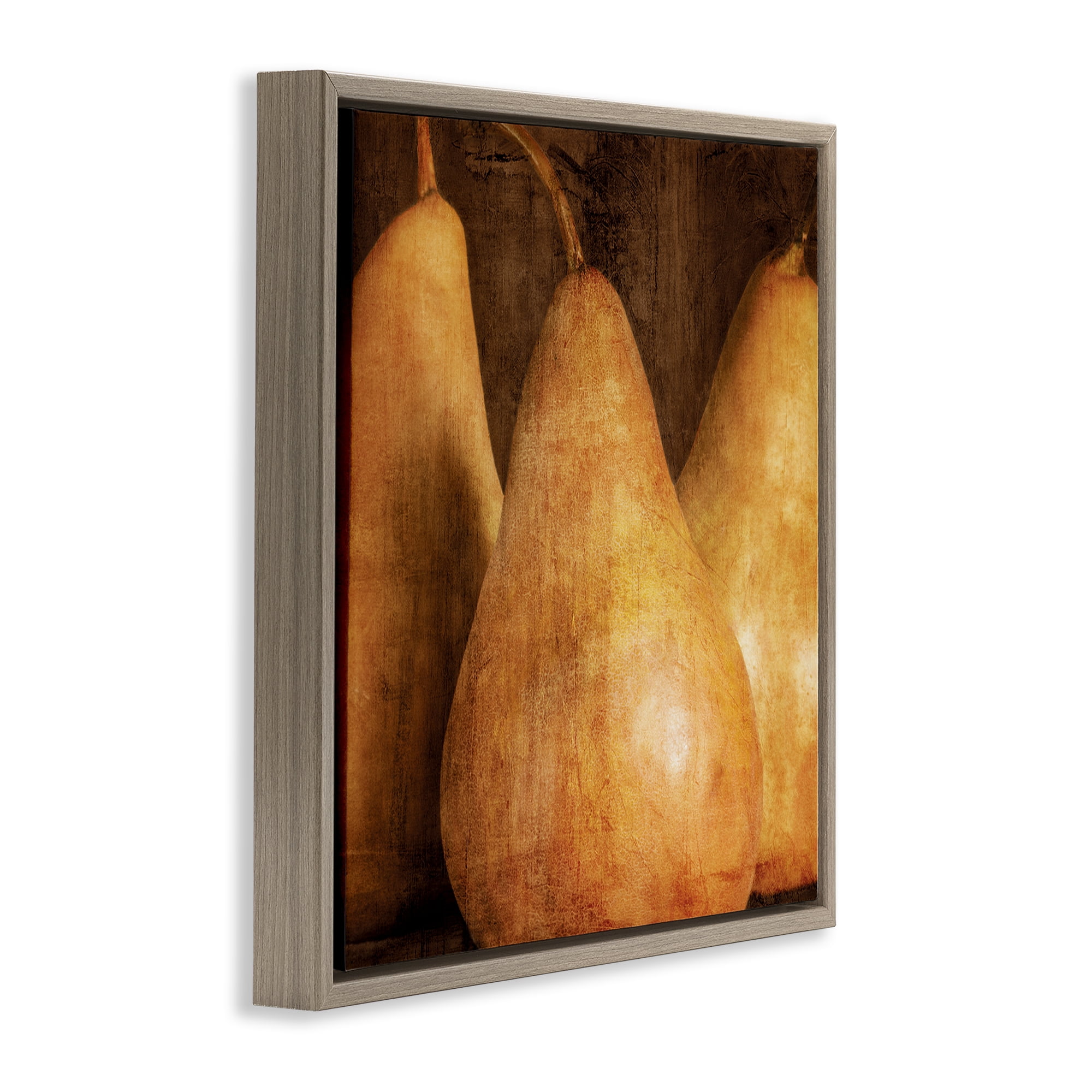 Stupell Industries Rustic Vintage Pears Food & Beverage Painting Brown Floater Framed Canvas Art Print Wall Art, 25 x 25
