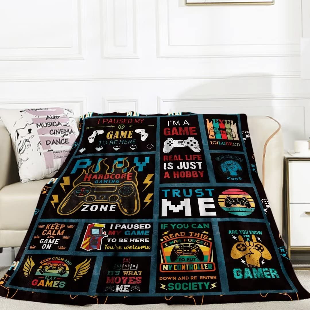 Gaming Blanket for Boys Teens Soft Flannel Gamer Throw Blankets Comfy