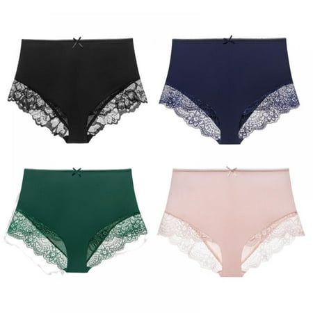 

Women High Waist Ultra Comfortable Solid Color Everyday Use Plus Size Cotton Panties S-XXL(4-Packs)