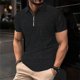 thumbnail image 1 of Ceisia Men's Slim Fit Short Sleeve Zip-Up Polo Shirt Turn-Down Collar Textured Fabric Spring Summer Shirt Gift, 1 of 9