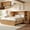 Natural Oak, variant on VanAcc Full Murphy Bed with Storage Bedside Shelves & Sliding Tambour Door, with Charging Station & Curved Fluted Design for Bedroom/Guest, Brown