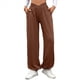 thumbnail image 3 of Pantalones Deportivos de Cintura Alta con Bolsillos para Mujer, Pantalones de Yoga Holgados e Informales Marrón M, 3 of 10