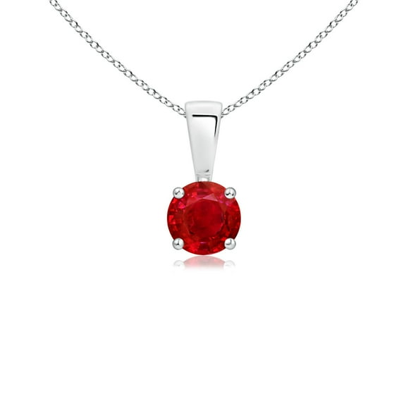 ANGARA Natural Classic Round Ruby Solitaire Pendant in 925 Sterling Silver for Women (Size-4mm) | July Birthstone, Birthday, Anniversary, Jewelry Gift for Women | Natural Ruby Necklace