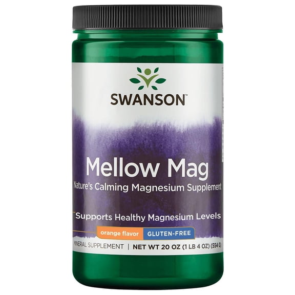 Swanson Mellow Mag Calming Anti-Stress Drink Mix Powder, Orange, 20 oz