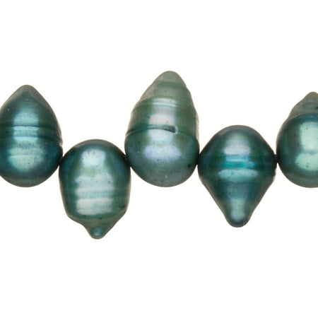 Teal Blue Freshwater Cultured Pearls Natural Teardrop, B+ Graded, 7x9x11mm (Approx.), 15.5Inch