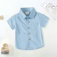 thumbnail image 2 of Coerni Boys' Short Sleeve Button Down Shirt Toddler Casual Dress Shirt Cotton Summer Top with Pocket Kids Solid Color Clothes, 2 of 9