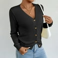 thumbnail image 6 of Itsame Cardigan Sweater for Womens Knitted V-Neck Sweatershirt Long Sleeves New Solid Color Button Sweatshirts Black Size XL, 6 of 8