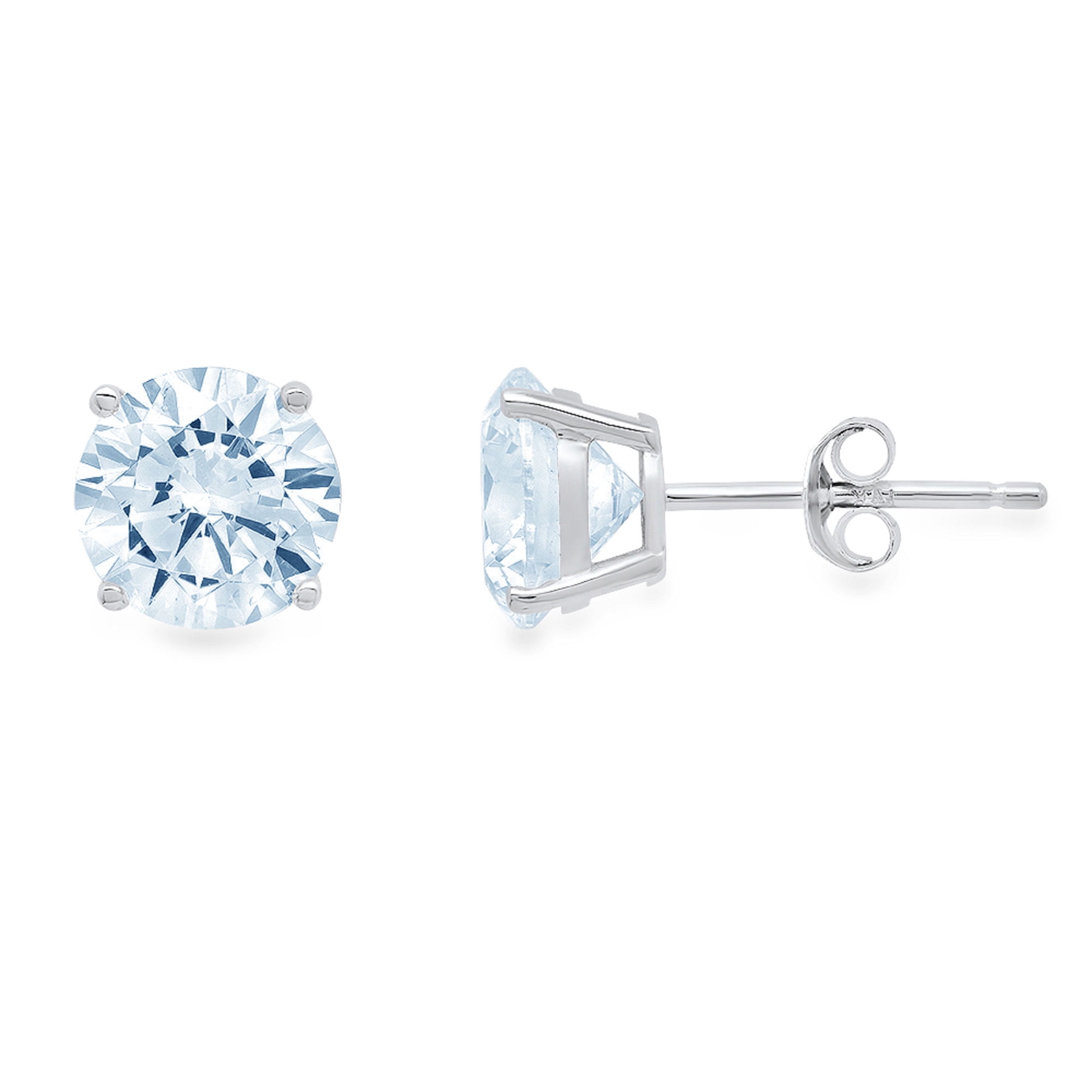 Details about   0.50 ct Round Cut Natural Sky blue Topaz Stud Earrings 14k White Gold Push Back 