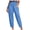 Sky Blue, variant on Homenesgenics Womens Pants Plus Size Women Fashion Elastic Waist Casual Pure Color Straight Leg Cotton Linen Cropped Pocket Trousers