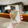 thumbnail image 4 of Compatible with iPhone 15 Pro Case, Cute 3D Glitter Butterfly, Luxurious Electroplated Frame Design, Slim Soft Shockproof Case for Ladies and Girls(Gold), 4 of 11