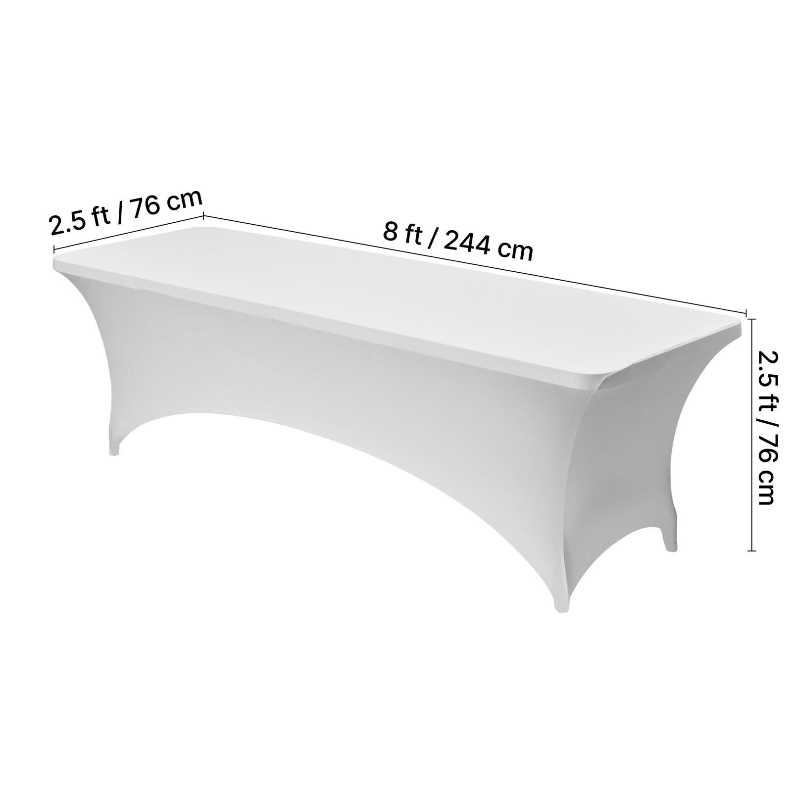 VEVOR 6 Pack Table Cloth for 8FT Rectangular Fitted Events, Wrinkle-Resistant Stretch White Table Covers, Washable Spandex Tablecloth Protector, for Party, Wedding, Cocktail, Banquet, Festival
