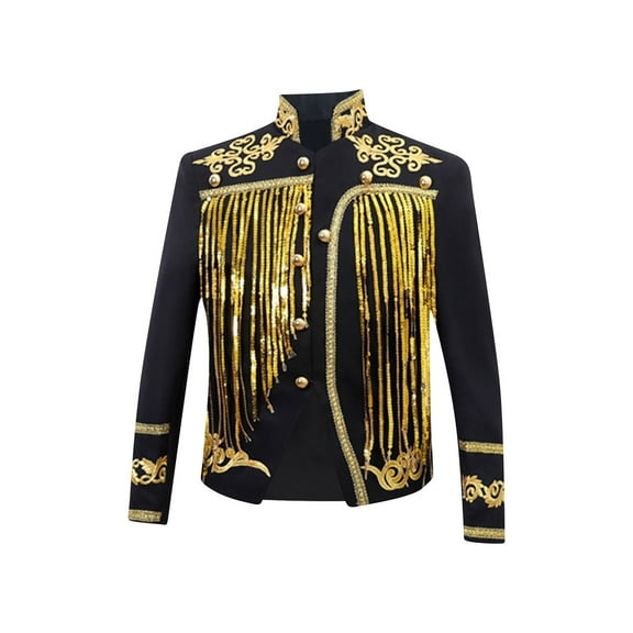 Mens Lightweight Blazer Qiggri Men's Sequin Performance Ceremonial Dress Party Suit Single Breasted Suit Jacket
