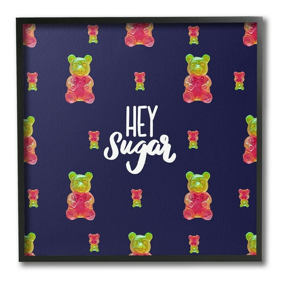 Stupell Industries Hey Sugar Candy Bear Food & Beverage Painting Black Framed Art Print Wall Art, 12 x 12