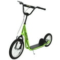 thumbnail image 2 of Aosom Teens Youth Kick Scooter Adjustable Handlebar Ride On Toy For 5+ w/ Front and Rear Dual Brakes Inflatable Wheels, Green, 2 of 9