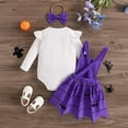thumbnail image 5 of WIBACKER Newborn Infant Baby Girl Dress Halloween Spider Boo Romper Overalls + Suspender Skirt + Headband Set for Toddler, 5 of 8