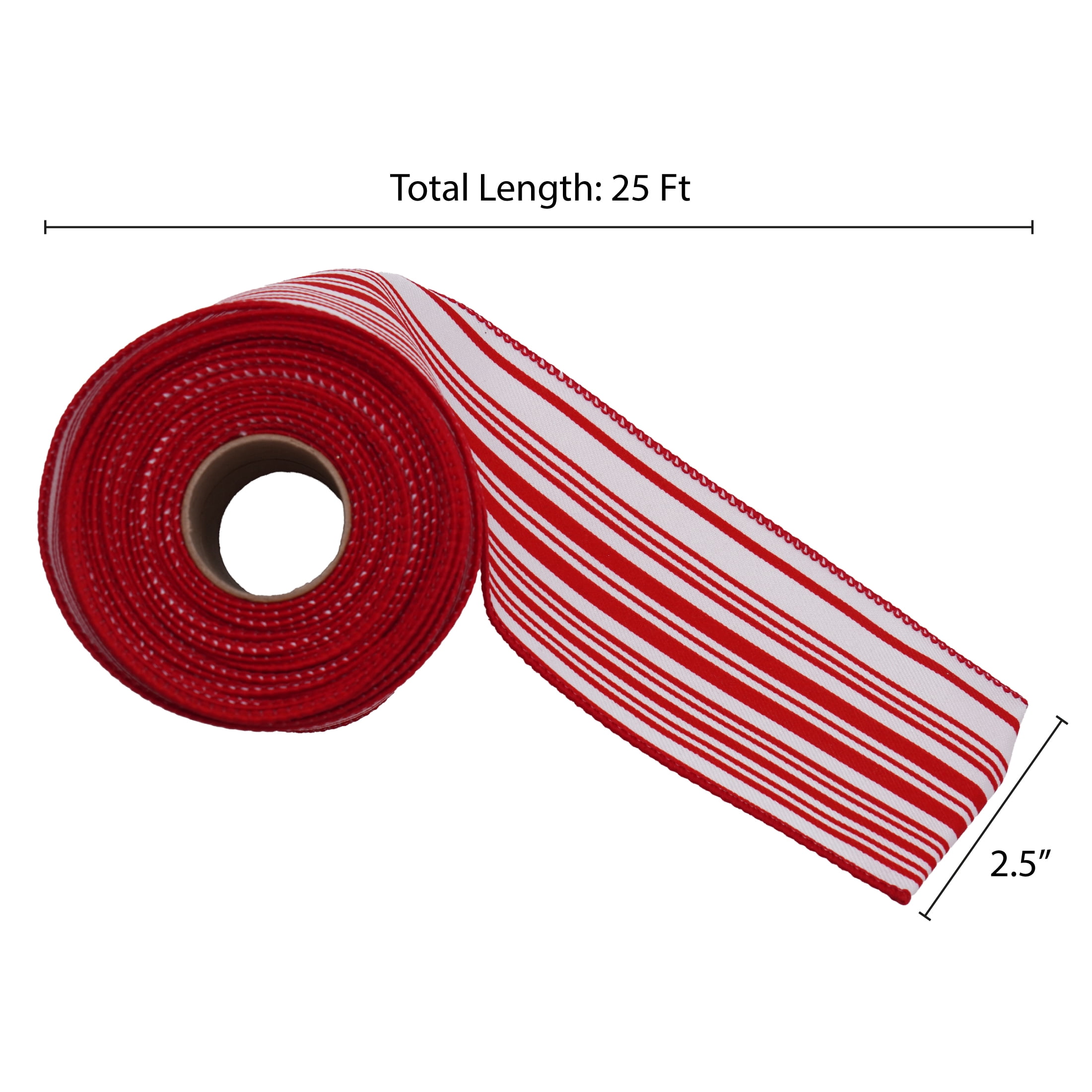 Red and White Striped Christmas Ribbon, 2.5" x 25', by Holiday Time