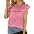 thumbnail image 7 of Moxiu Tiered Ruffle Tops for Women,Womens Summer Tops Crewneck Eyelet Short Sleeve Blouses Elegant Dressy Casual Babydoll Shirts 2025 Pink,XXL, 7 of 7