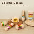 thumbnail image 3 of Wooden Baby Toy Set, Early Learning Colorful Baby Hand Rattles Set 6 Pieces Easy Grasping  Toys Educational With Kaleidoscope For Toddlers, 3 of 8