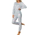thumbnail image 4 of INSPIRE CHIC Women's Long Sleeve Pajama Sets Star Printed Knit Sweatshirt 2 Piece Sleepwear S Pink, 4 of 6