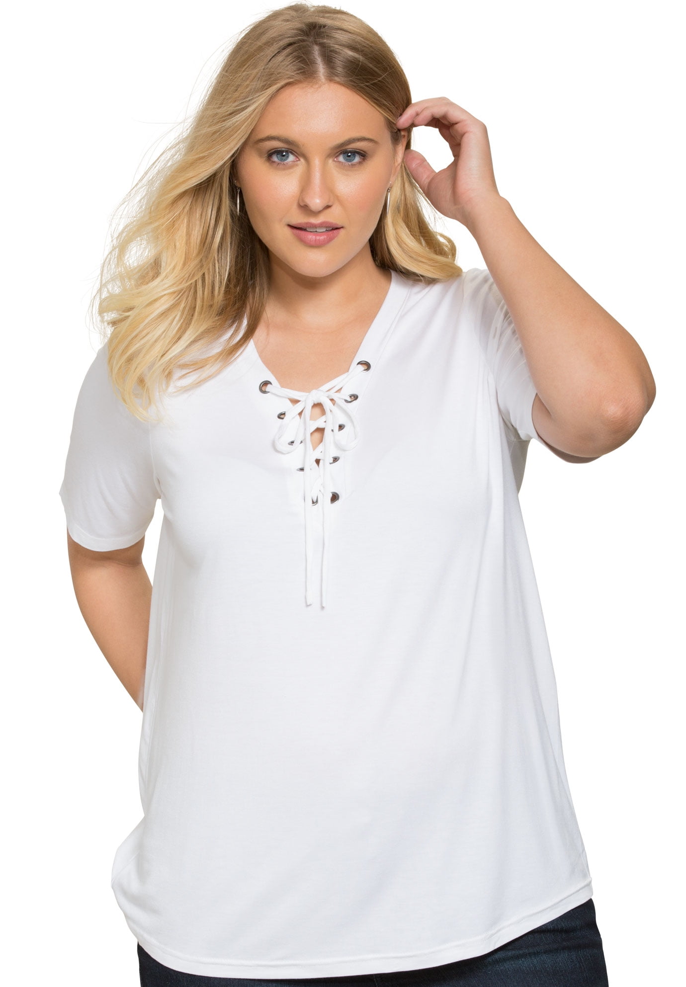 plus size lace up tee