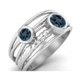 thumbnail image 2 of 4mm Round London Blue Topaz Handmade Split Shank Band 925 Sterling Silver Dual Stone Women Valentines Day Gifts Ring, 2 of 4