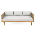 thumbnail image 4 of Harper & Bright Designs Outdoor Wicker 3 Seater Couch, Patio Sofa with Deep Seat, Outdoor Daybed with Cushions for Garden, Light Gray+Teak, 4 of 11