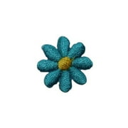 ID 6551 Lot of 3 Teal Daisy Flower Patch Blossom Embroidered Iron On Applique