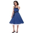 thumbnail image 5 of IBTOM CASTLE Women's Vintage Polka Dot Dress 1950s Halter Retro Cocktail Prom Dress Rockabilly Wedding 50's 60's Party Dress XXL Dark Blue, 5 of 8