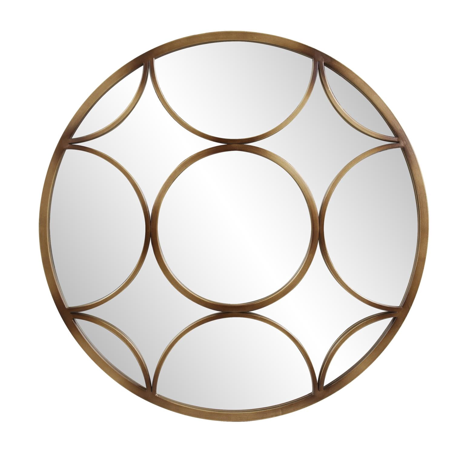 Tyler Dillon Round Wall Mirror with Circular Design and Bronze Metal Frame - 32D x 3/4T