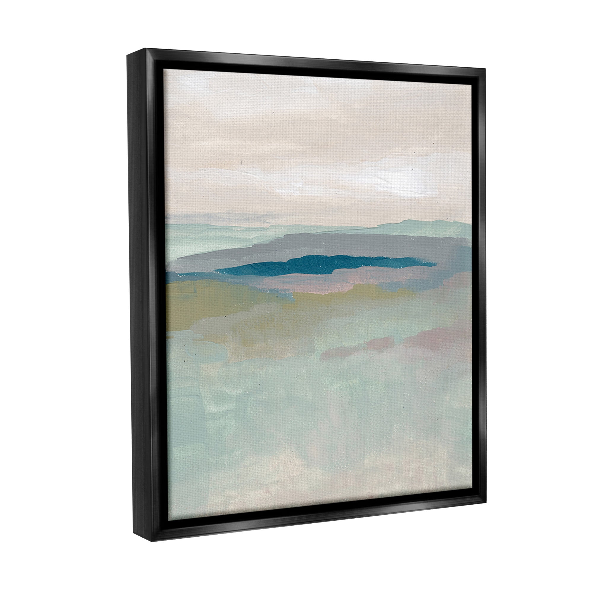 Stupell Industries Muted Abstract Beach Landscape Abstract Painting Black Floater Framed Canvas Art Print Wall Art, 17 x 21