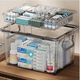 thumbnail image 4 of Medicine Storage Box,Home Multifunctional Pill Bottle Organizer,Transparent Double Compartment Med Organizer with Large Capacity,Ideal Box for Pills and First Aid Kit, 4 of 6
