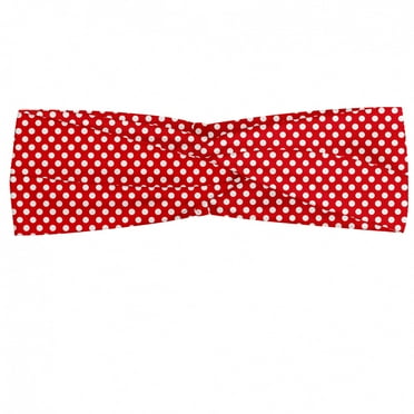 Retro Headband, 50s 60s Iconic Pop Art Style Big White Polka Dots Picnic Vintage Old Theme Image, Elastic and Soft Women's Bandana for Sports and Everyday Use, Grey Red Coconut, by Ambesonne