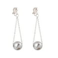 thumbnail image 3 of Clip on 3" silver chain white, gray, red, or black dangle pearl bead earrings, 3 of 5