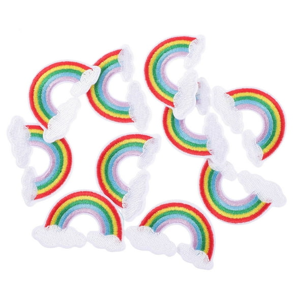 HAMPPLIES 10Pcs Embroidery Patches for Clothing Decorative Iron Patches Multi Colored Rainbow Diy Applique for Hats Bags