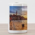 thumbnail image 3 of Cityscape Ceramic Toothbrush Holder, Sunset at Rovinj Adriatic Sea Coast of Croatia Romantic Evening Scenery Print, Versatile Countertop for Bathroom, 4.5" X 2.7", Brown Yellow, by Ambesonne, 3 of 4