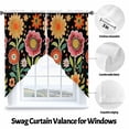 thumbnail image 3 of Spring Boho Swag Curtain Valance for Windows, Cartoon Pink Red Flower Colorful Dots Black Window Treatments Short Swag Topper for Kitchen Windows Bathroom Bedroom, 36"x63", 3 of 8