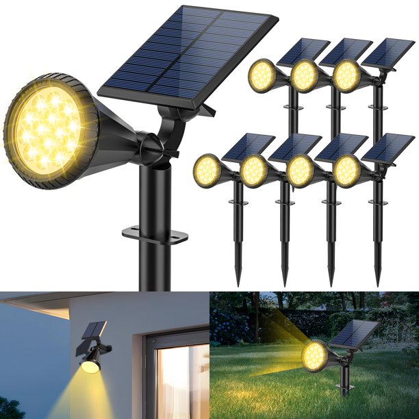 Focos solares Katipeal, paquete de 8 unidades, impermeables, color blanco cálido