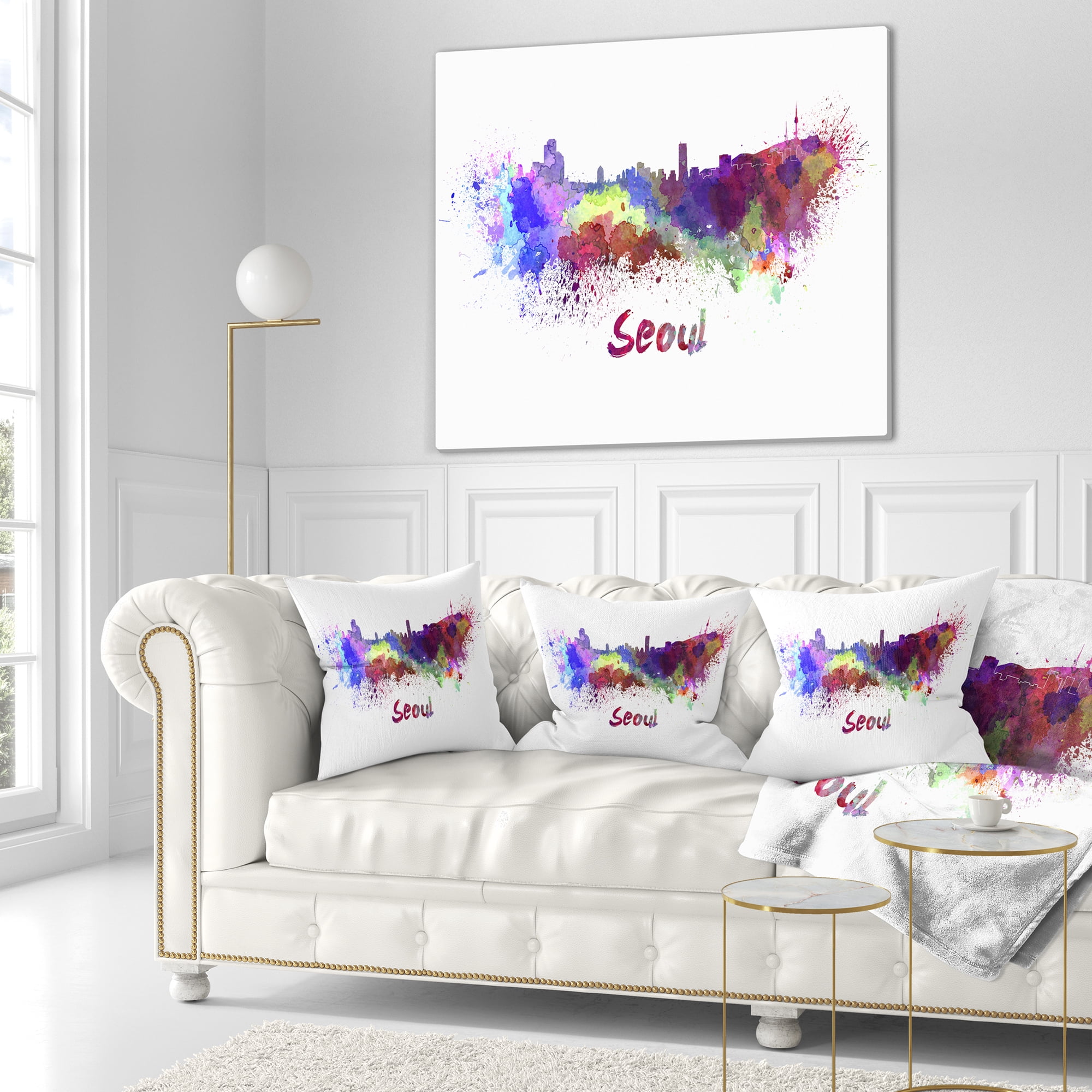 Designart Seoul Skyline - Cityscape Throw Pillow - 18x18