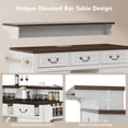 thumbnail image 6 of MEETFAV 53.2" Farmhouse Two-Tier Kitchen Island with Storage, Power Outlet, Adjustable Shelves, Rolling Island Table for Kitchen, Rustic White, 6 of 8