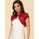 thumbnail image 2 of Cárdigan de encaje para mujer, cuello alto, corto, elegante, encogimiento de hombros Rojo XS, 2 of 6