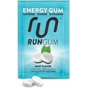 Run Gum Mint Energy Gum 50mg Caffeine Taurine & B-Vitamins per Piece, 2 Pieces