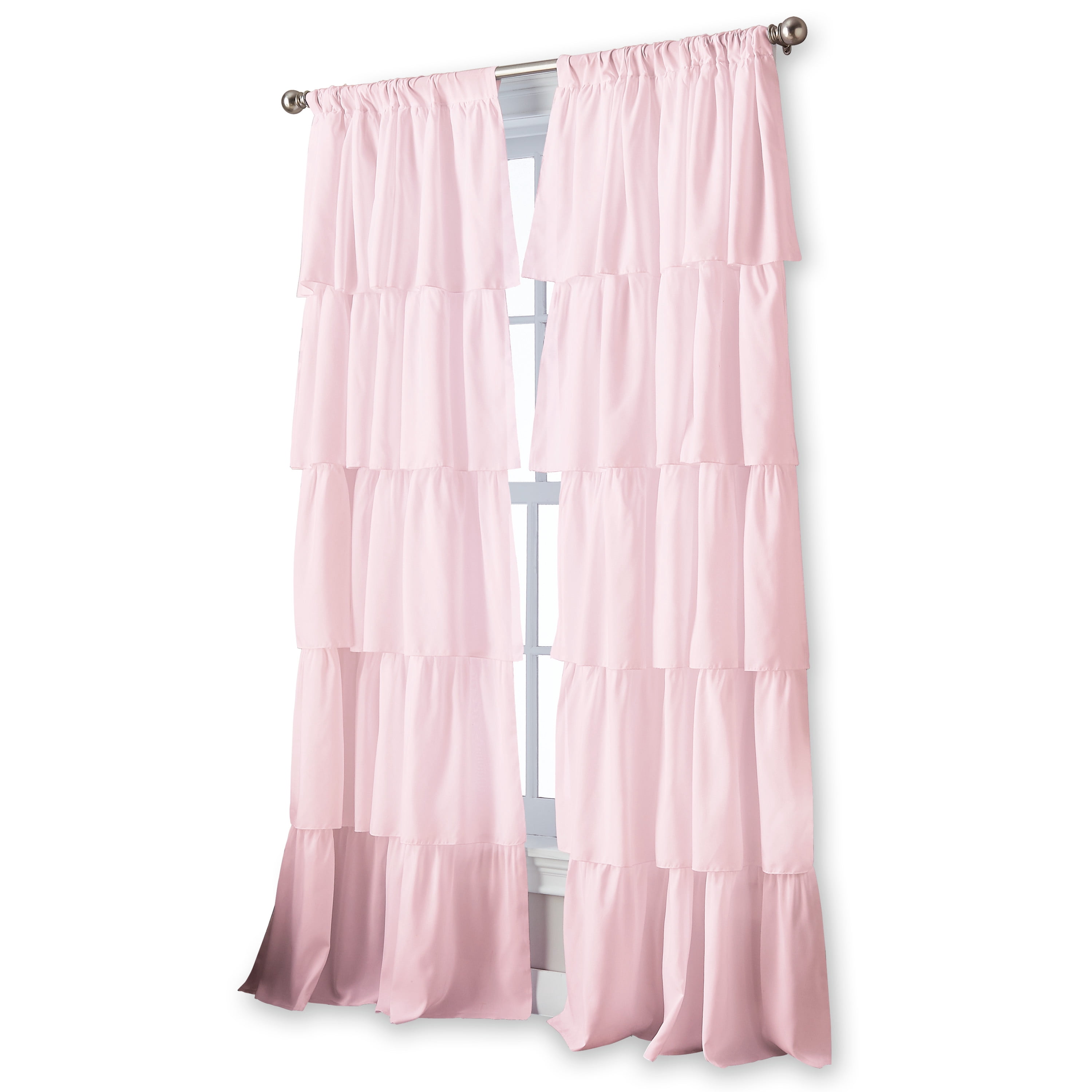 Curtainworks Flounced Ruffles Rod Pocket Light Filtering Curtain Panel, 42" x 63"