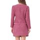 thumbnail image 3 of Conjunto de traje para mujer INSPIRE CHIC de 2 piezas, chaqueta corta de tweed a cuadros y falda, color rosa fuerte, 3 of 5