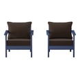 thumbnail image 2 of WestinTrends Avalon Outdoor Modern HDPE Patio Club Chairs with Deep Seat Cushions (Set of 2), Navy Blue/Brown, 2 of 5