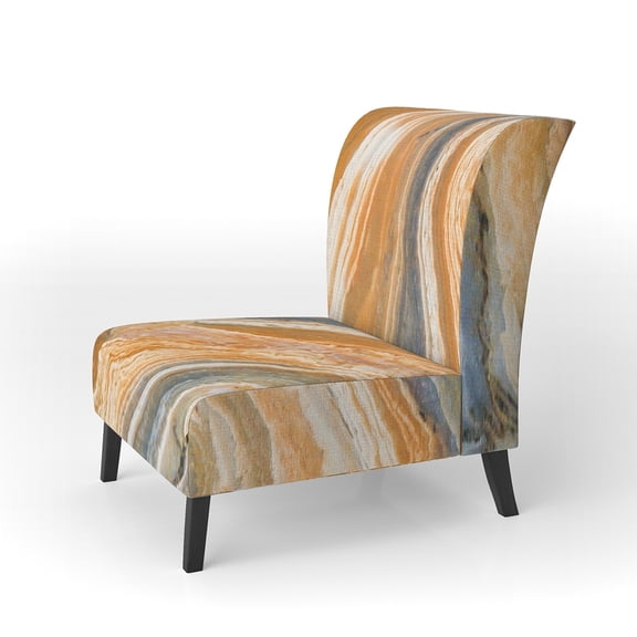 Designart "Segment Layers Of Marbled Rock" Upholstered Mid-Century Accent Chair - Arm Chair